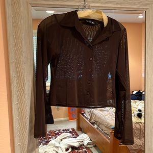 NWOT Motel chocolate brown mesh shirt
